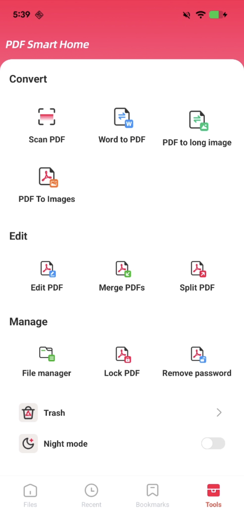 PDF Smart Home tools for converting, editing and managing PDF files
